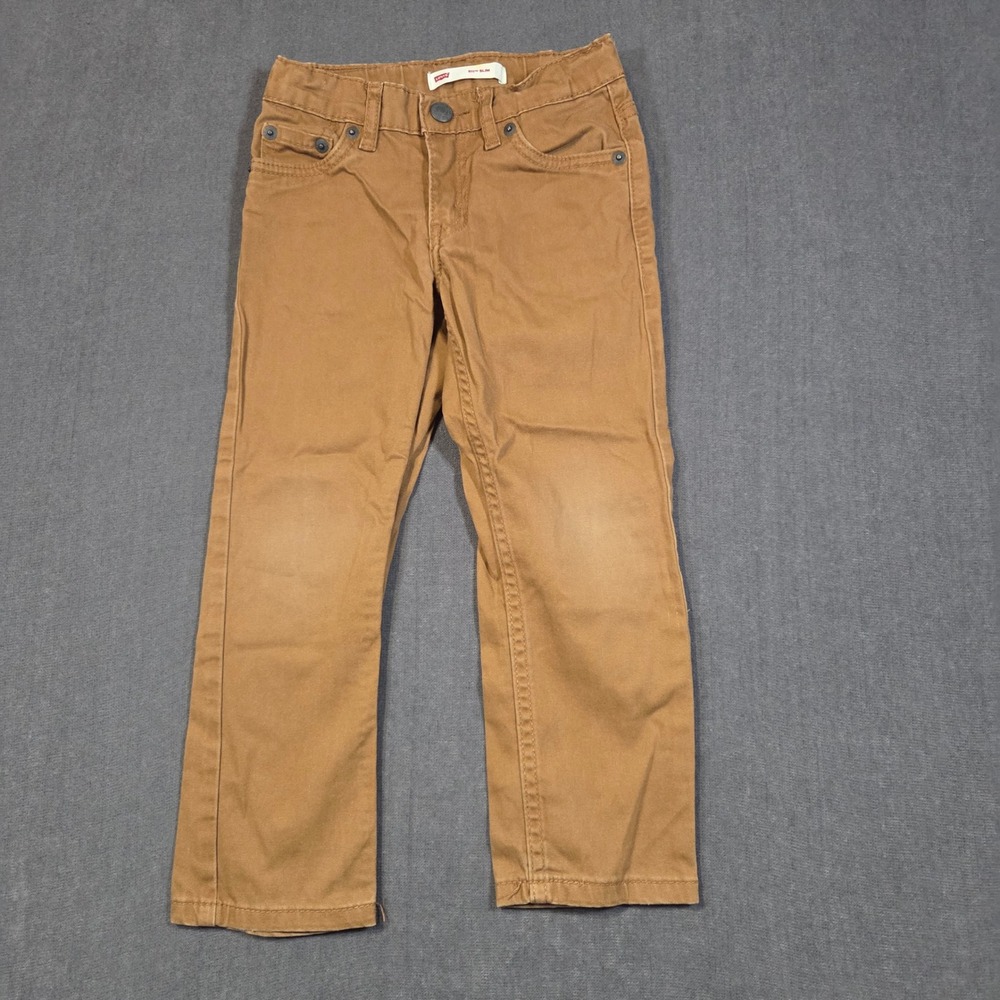 Levi's 511 Slim Pants Boys 4 Regular Brown Stretch Twill Adjustable Waist